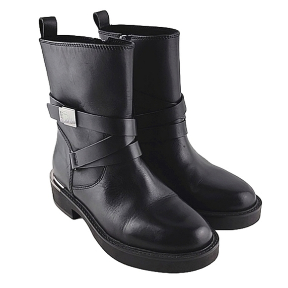 NWT DKNY Women's Taeta Black Leather Zip Moto Chunky Short Boots Size 8.5M - Picture 3 of 16